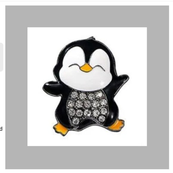 Cute Enamel Penguin Rhinestone Belly Brooch Lapel Pin - Picture 1 of 1